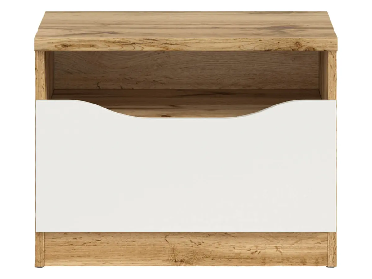 Mesita de noche Nuis 50 cm con cajón roble wotan/blanco brillo