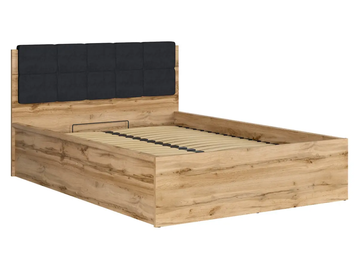 Cama Tetrix 140x200 con somier y contenedor roble wotan