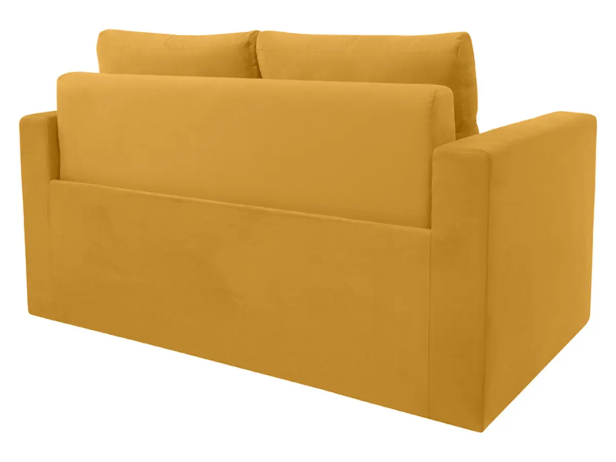 Sofá cama de dos plazas Bunio III con arcón amarillo