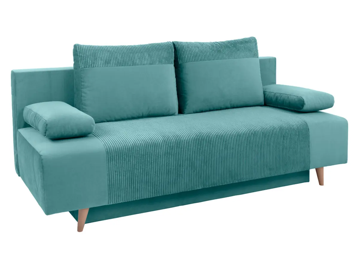 Sofá de tres plazas Leon convertible con arcón turquesa