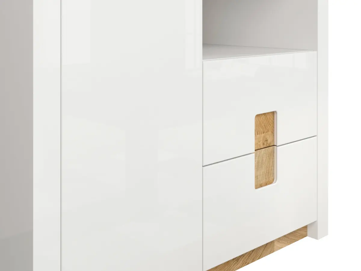 Armario de dos puertas Alameda 102 cm con cajones blanco brillo/roble westminster