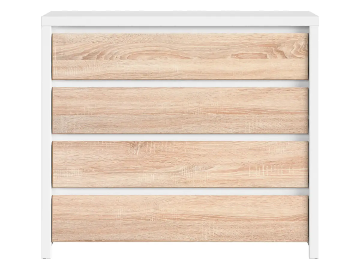 Cómoda Kaspian con 4 cajones roble sonoma/blanco