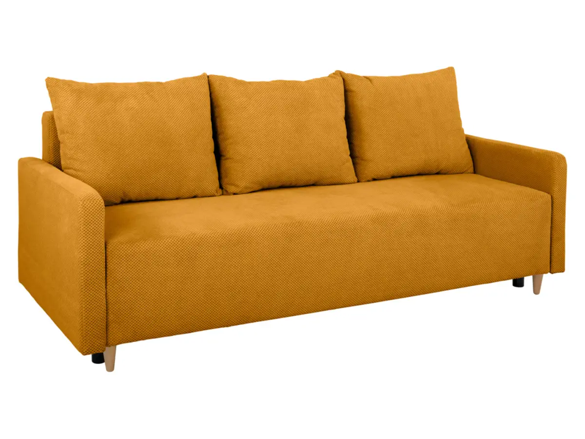 Sofá de tres plazas Sigma convertible con arcón amarillo