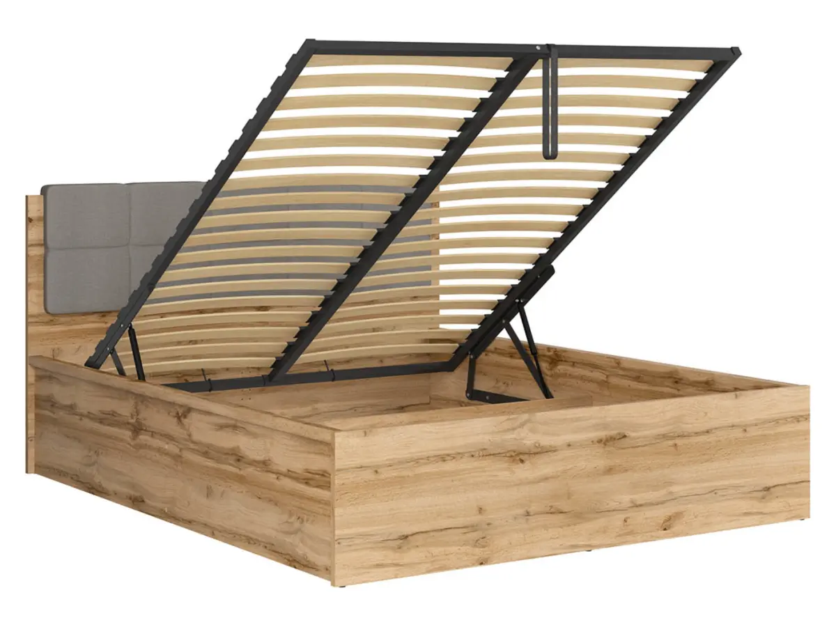 Łóżko Tetrix 160x200 ze stelażem i pojemnikiem dąb wotan