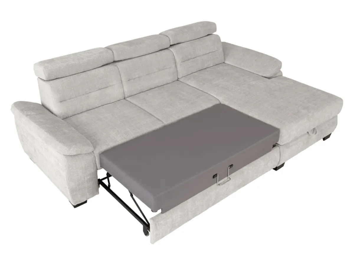 Sofá rinconera derecho Aguda convertible con arcón beige