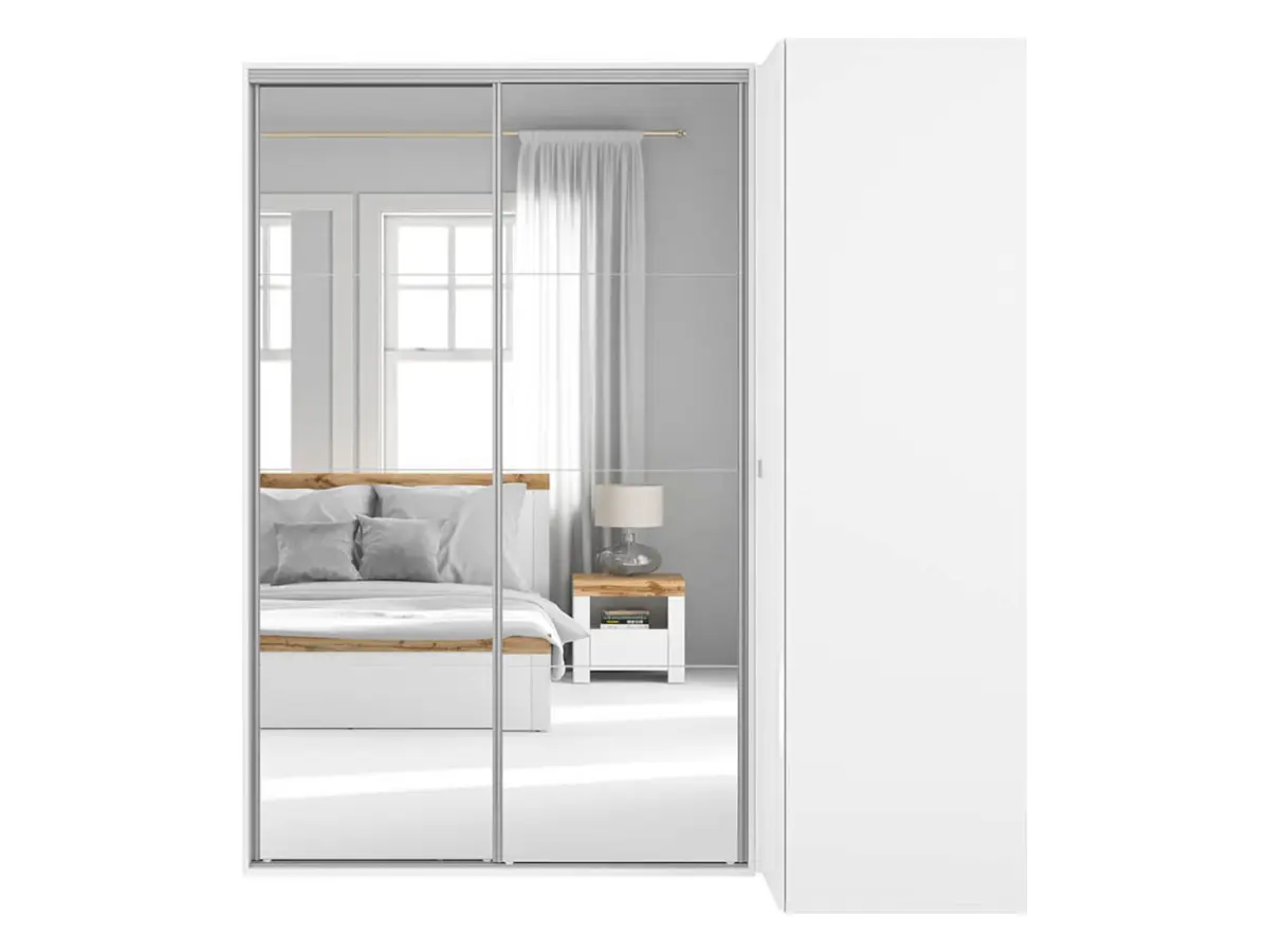 Armario modular Flex 220x116 cm esquinero con espejo blanco brillo