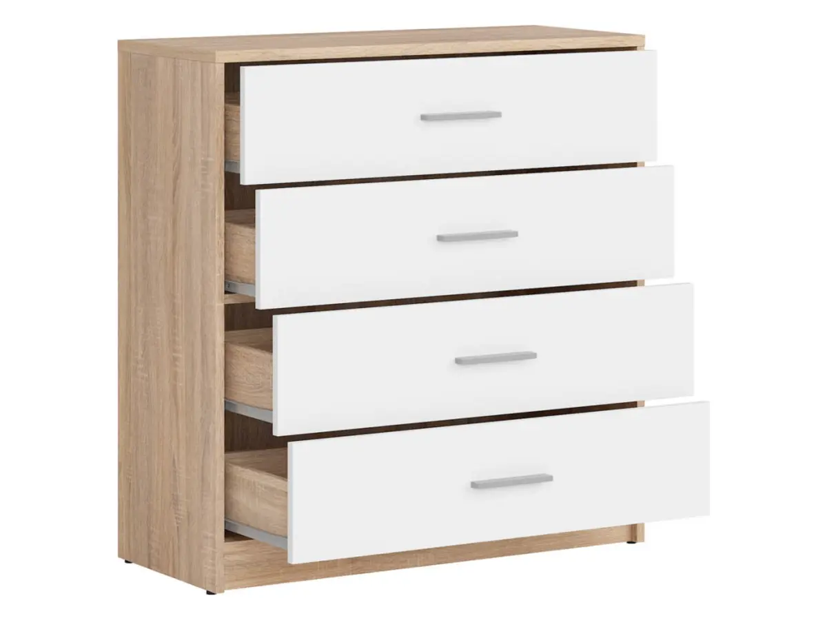 Комод Nepo Plus 80 см с 4 ящиками дуб сонома/белый
