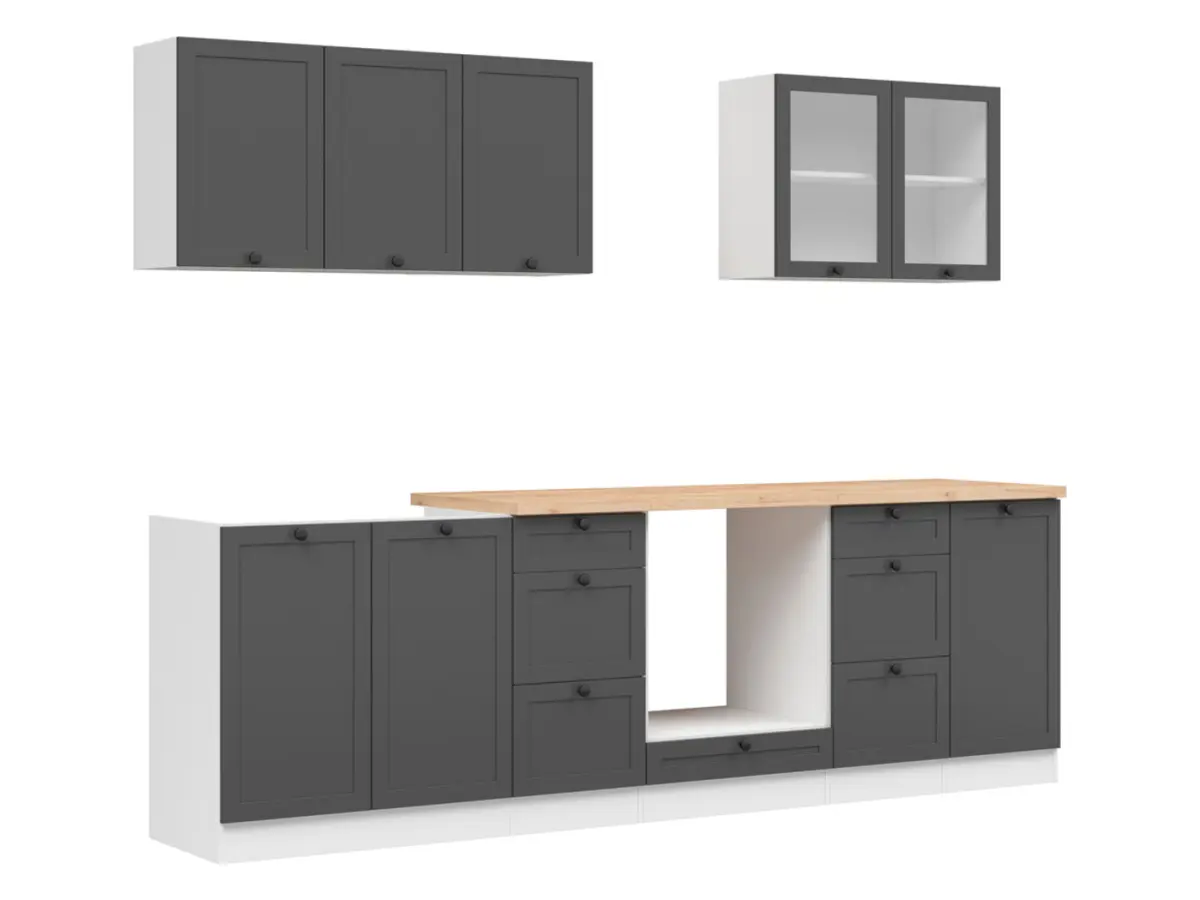 Conjunto de cocina Junona Line 260 cm grafito con encimera