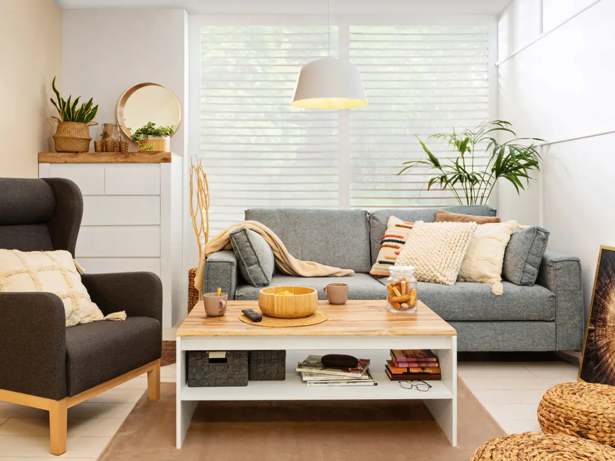 Mesa de centro Holten 110x65 con estante roble wotan/blanco