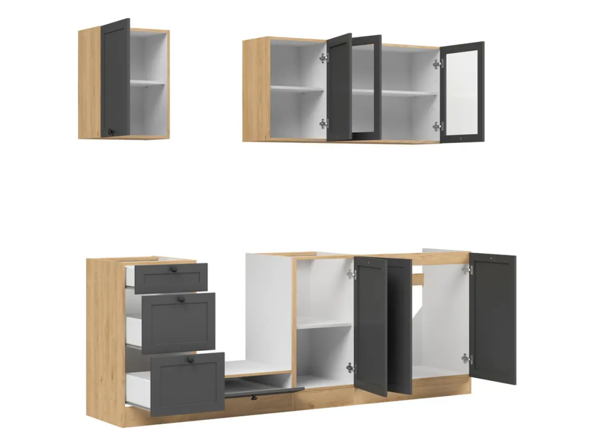 Кухонный гарнитур Junona Line 220 см графитовый