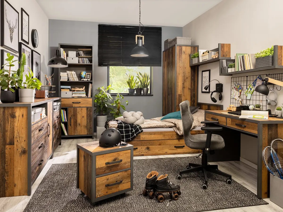 Desk Weston 120 cm with 2 drawers old style pine