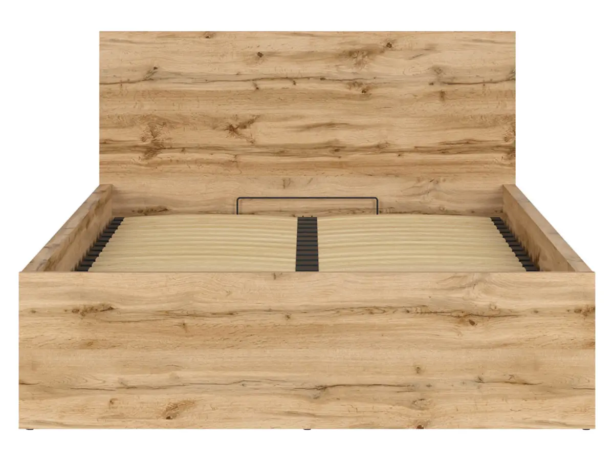 Cama Tetrix 140x200 con somier y contenedor roble wotan