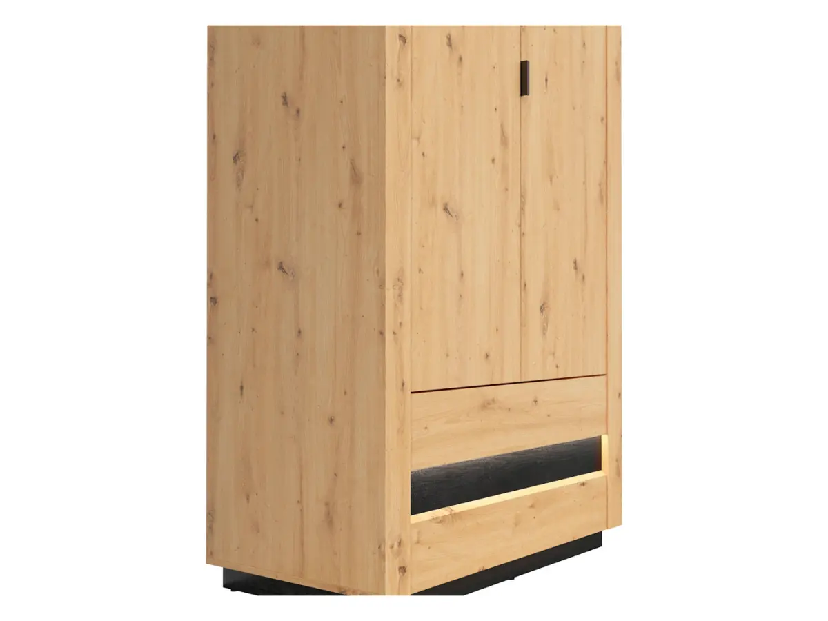 Armario de dos puertas Ostia 100 cm con cajones roble artisan/roble negro