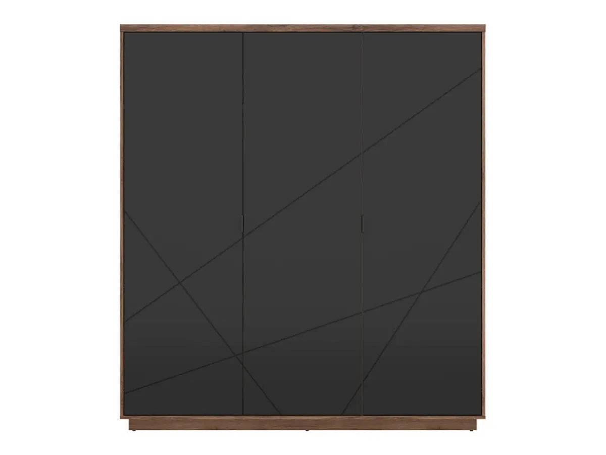 Armario de tres puertas Forn 180 cm roble delano oscuro/negro mate