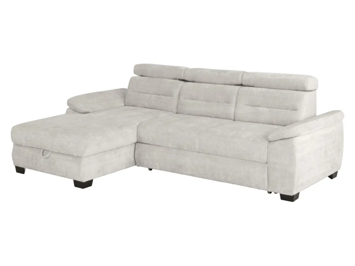 Sofá rinconera izquierda Aguda convertible con arcón beige