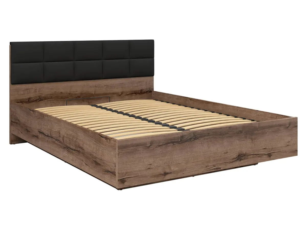 Łóżko Kassel B1 160x200 ze stelażem i pojemnikiem dąb monastery