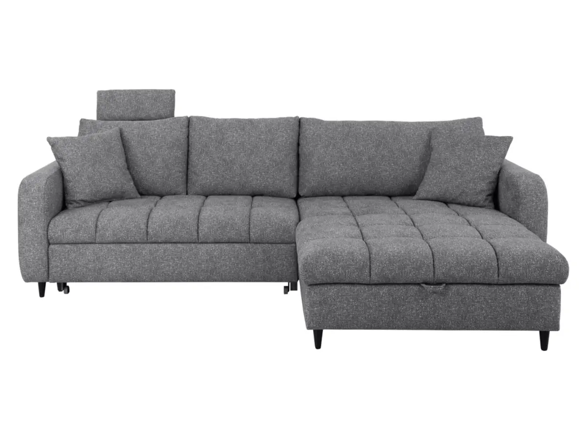 Sofá rinconera universal Twist New desplegable con arcón gris