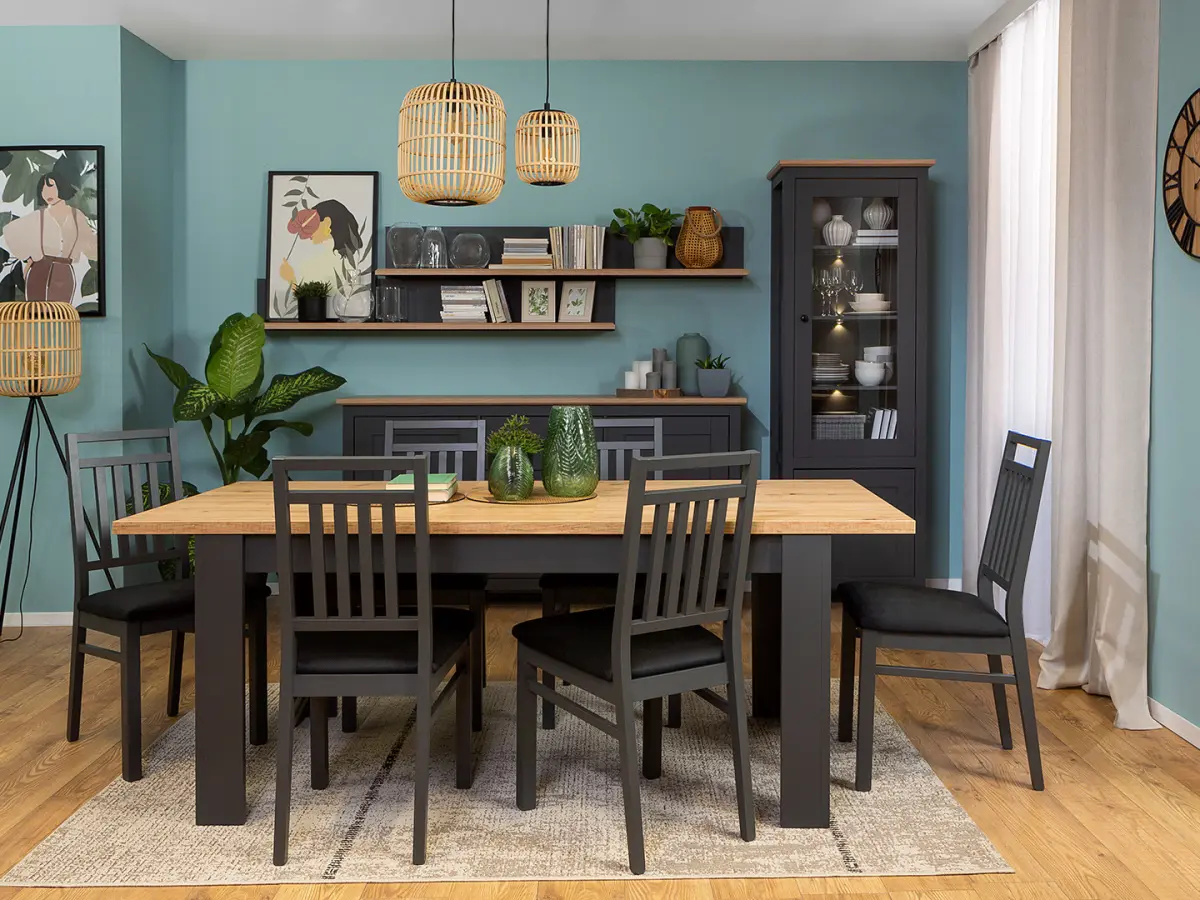 Mesa extensible Hesen 160/200x90 roble artisan/grafito