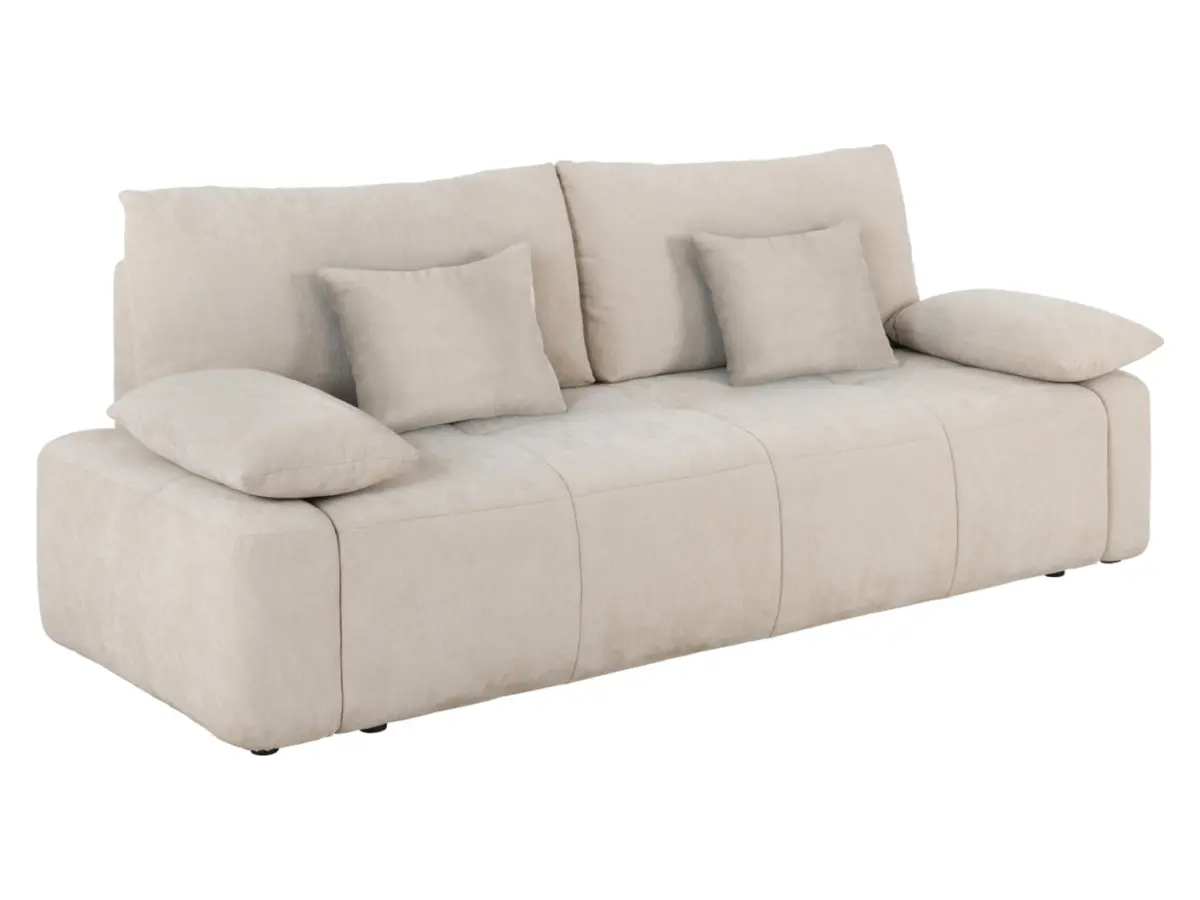 Sofá de tres plazas Hello convertible con arcón beige claro