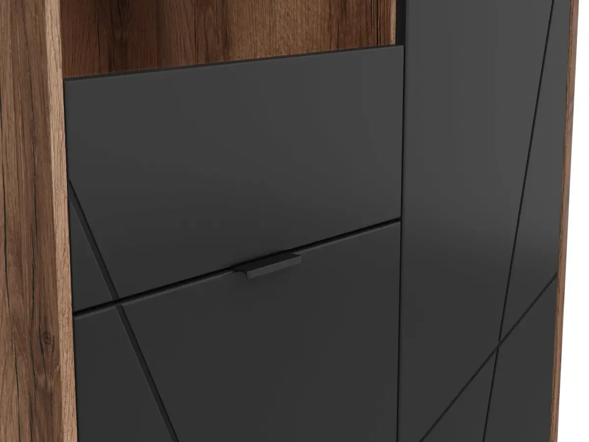 Vitrina Forn 94 cm con 3 puertas roble delano oscuro/negro mate