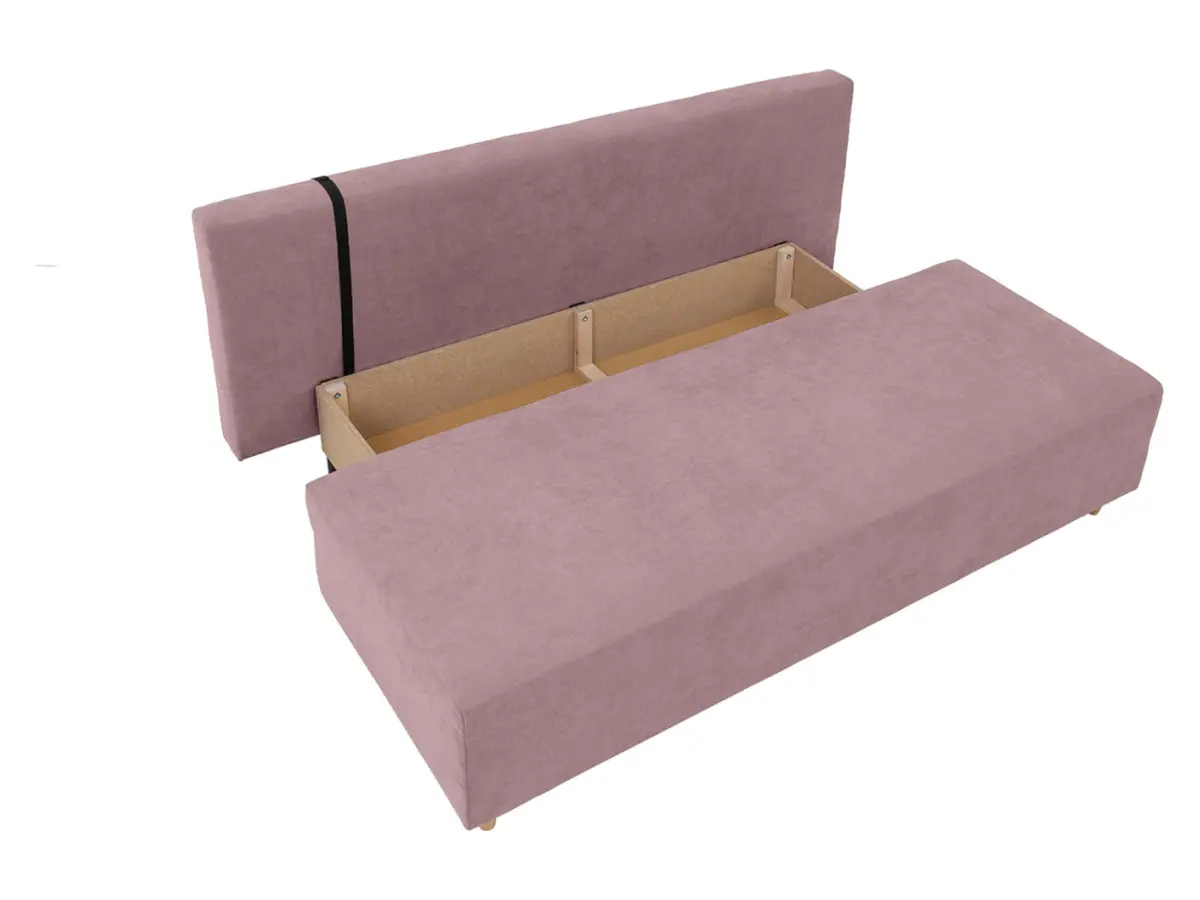 Sofá cama de tres plazas Sun con arcón rosa