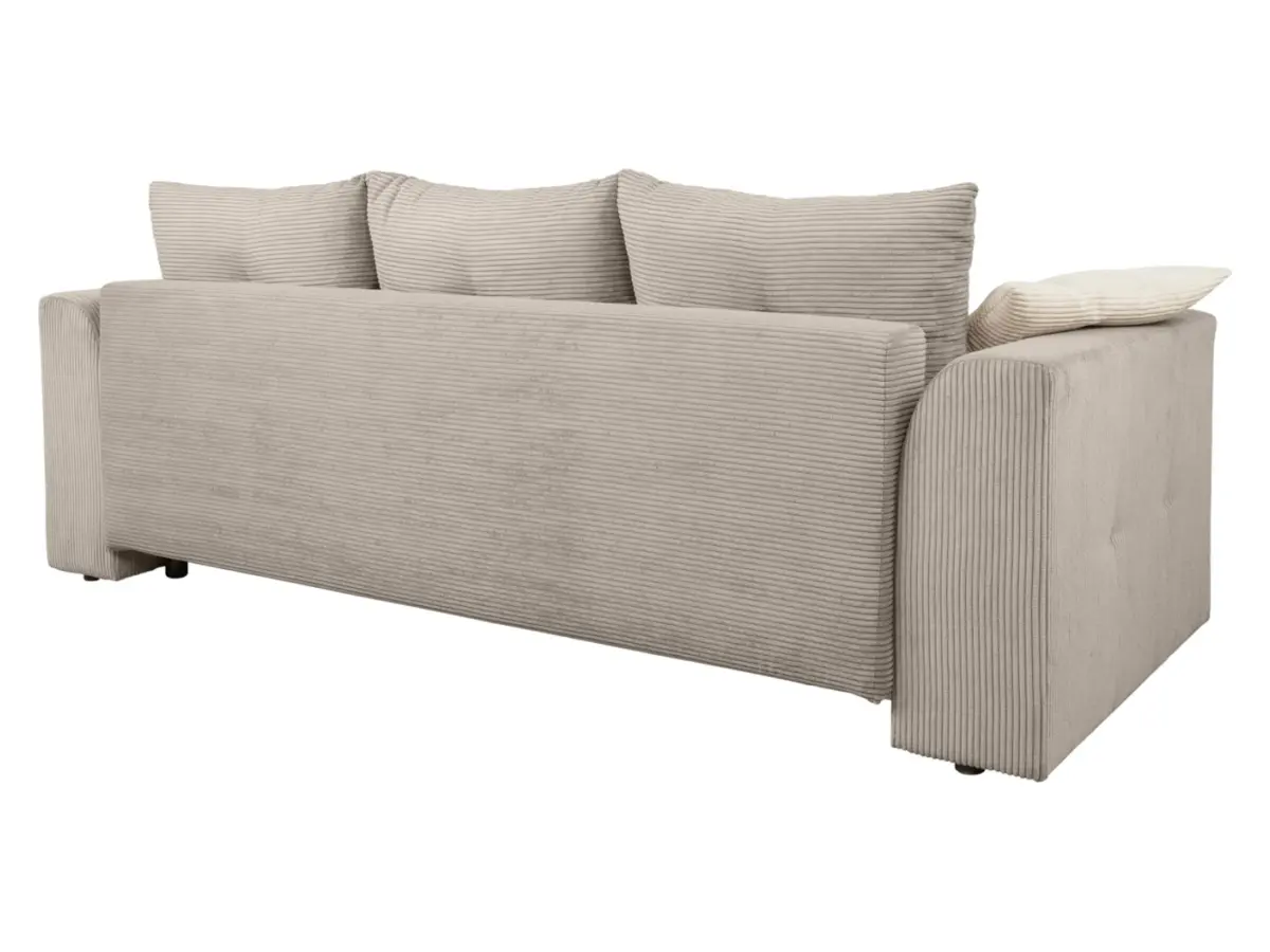 Sofá de tres plazas Royal IV convertible con arcón, pana, beige