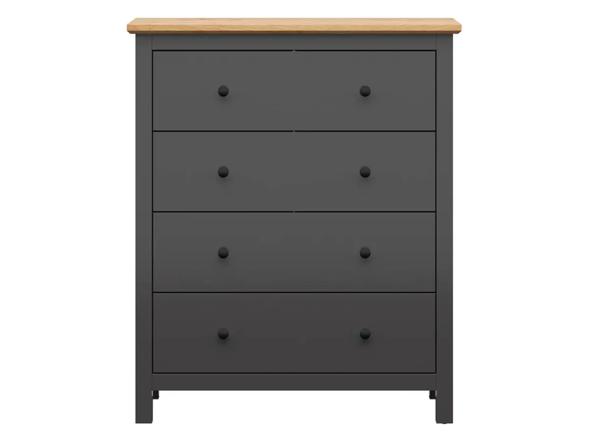 Cómoda Hesen 101 cm con 4 cajones grafito/roble artisan
