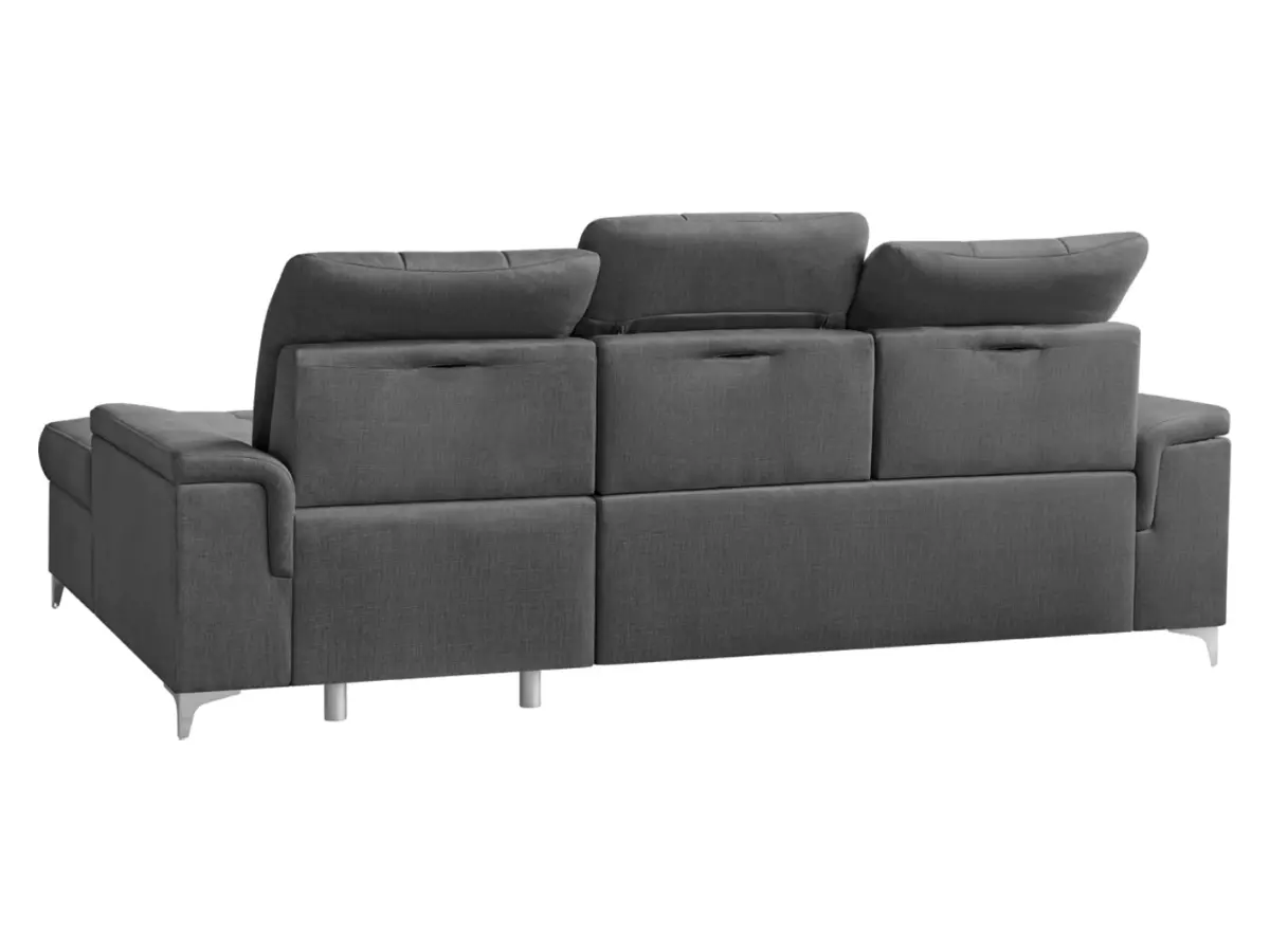 Sofá rinconera derecho Ariado convertible con arcón de terciopelo gris