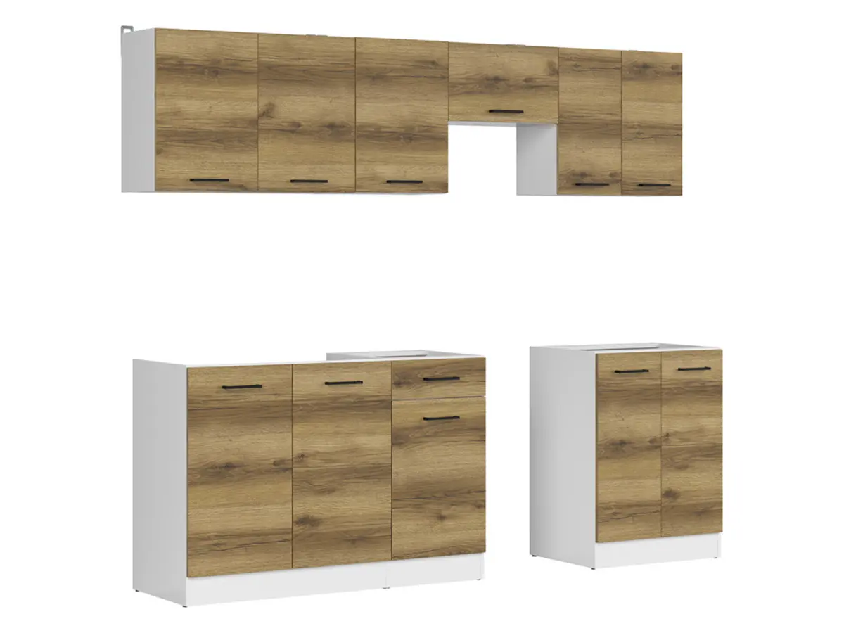 Conjunto de cocina Junona Line 230 cm roble delano claro sin encimera