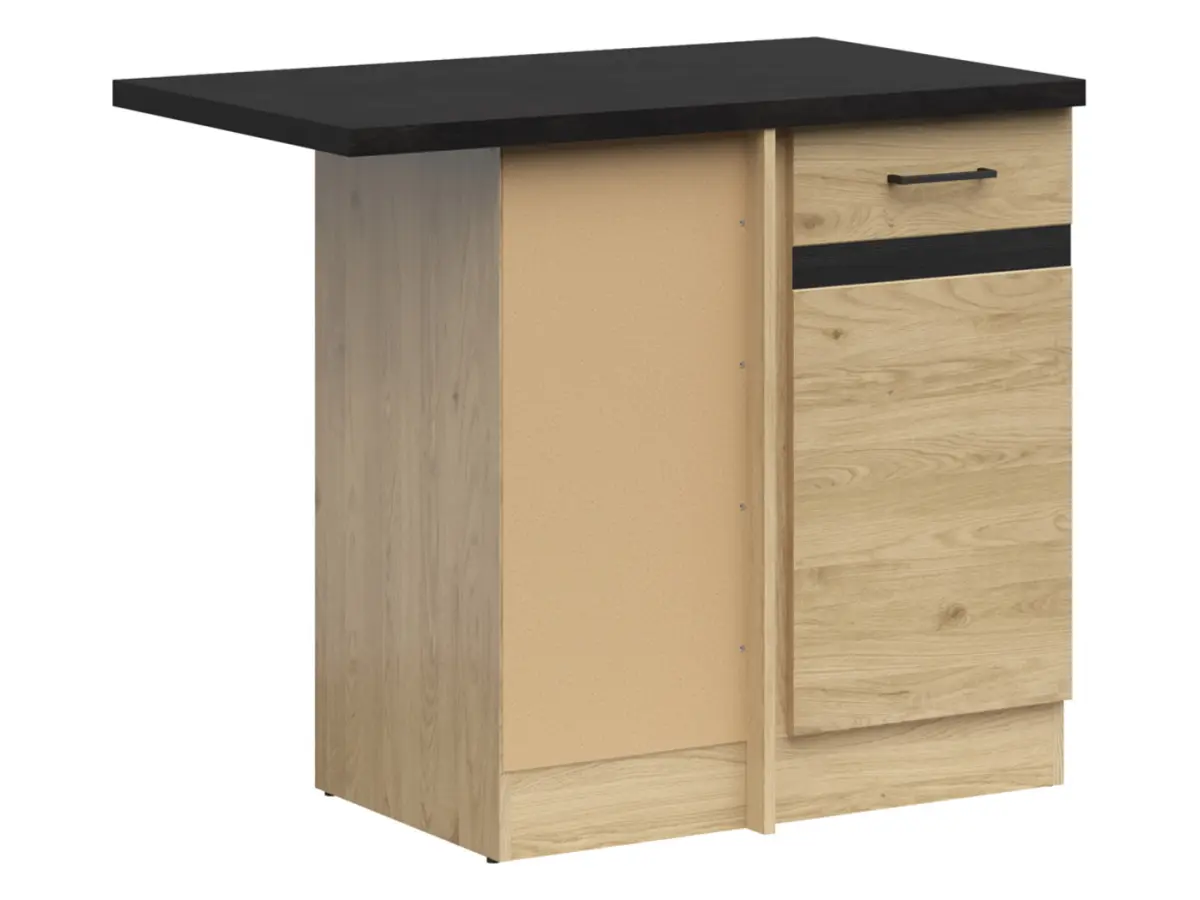 Mueble de cocina bajo de esquina Junona Line izquierdo roble bernstein con encimera ocupa rincón 100x60 cm