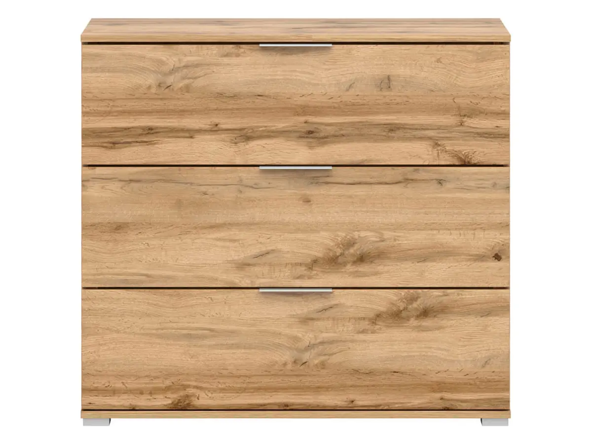 Cómoda Zele 95 cm con 3 cajones roble wotan