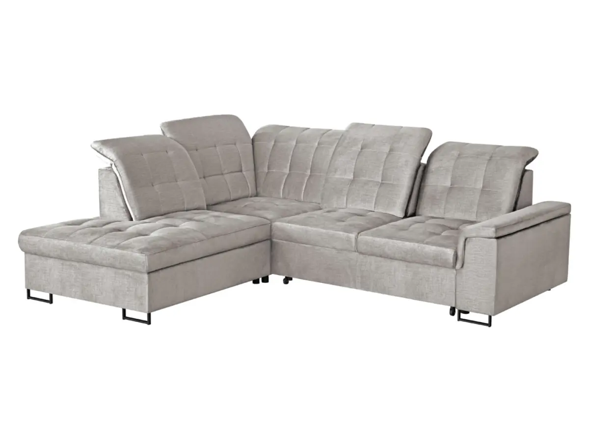 Sofá rinconera izquierdo Aragon extensible con reposacabezas y asiento ajustable beige