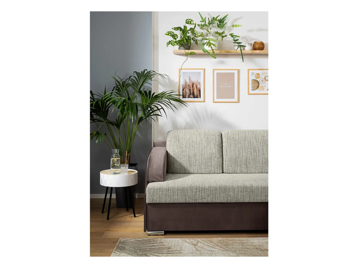 Sofá rinconera universal Merin con función de cama y 2 arcones marrón