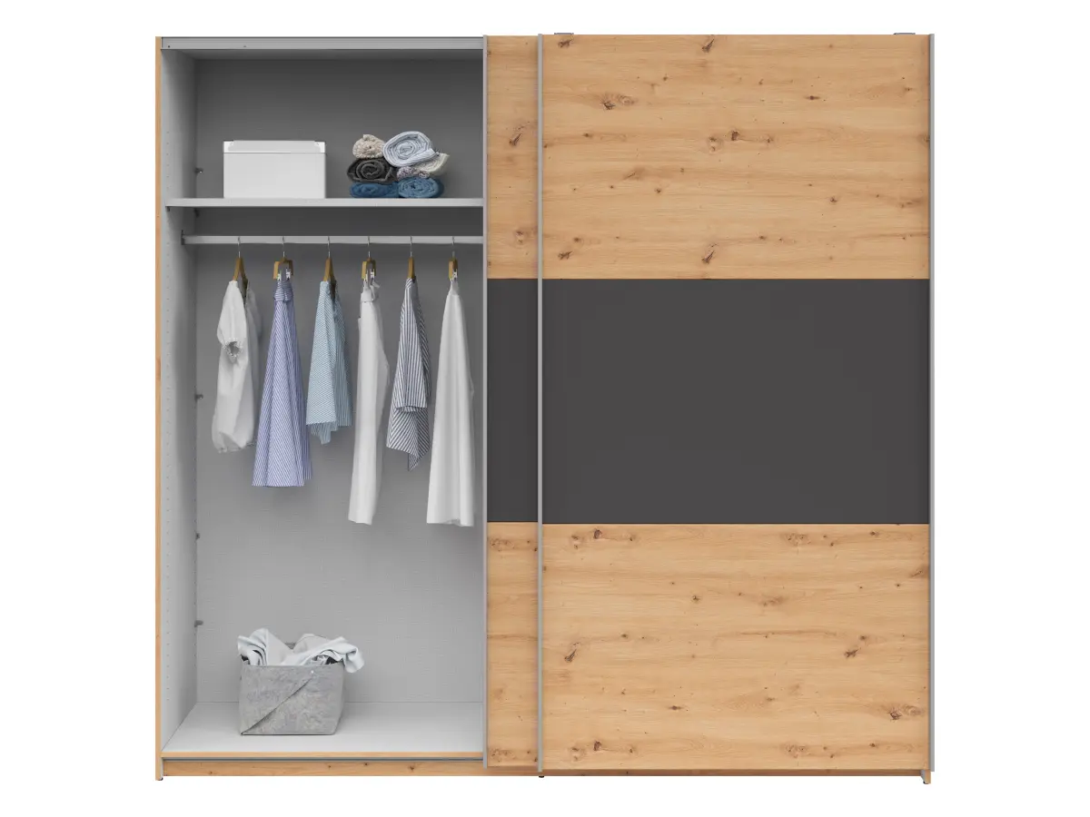 Armario de puertas correderas Saturn 218 cm roble artisan/grafito