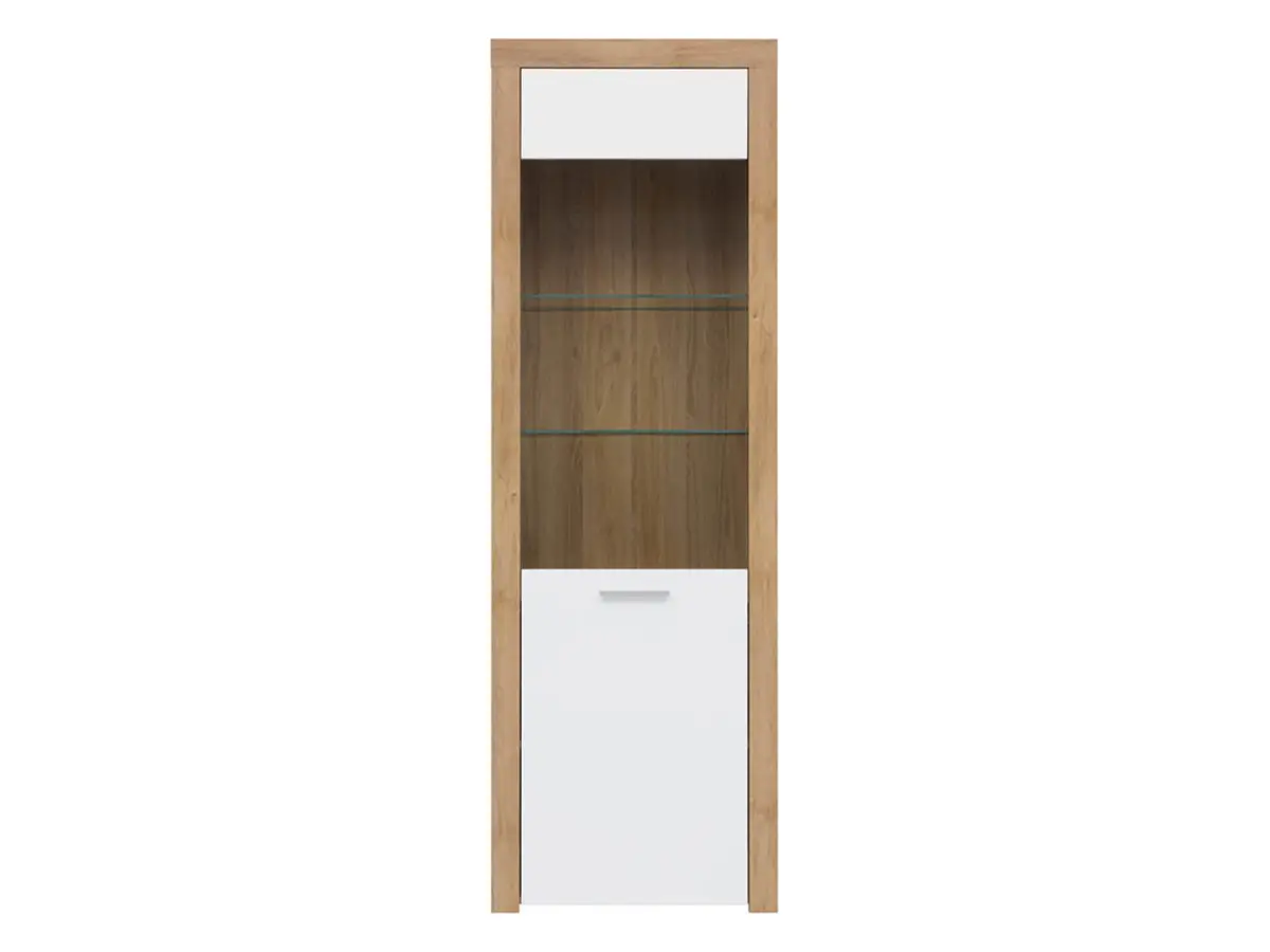 Display cabinet Balder 62 cm with doors riviera oak/white gloss