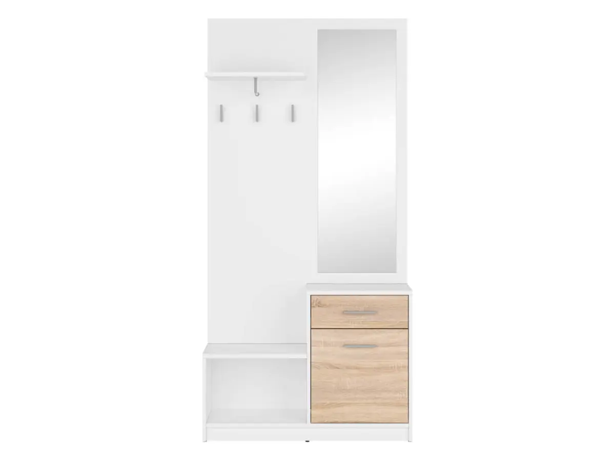 Conjunto de recibidor Nepo Plus 90 cm blanco/roble sonoma