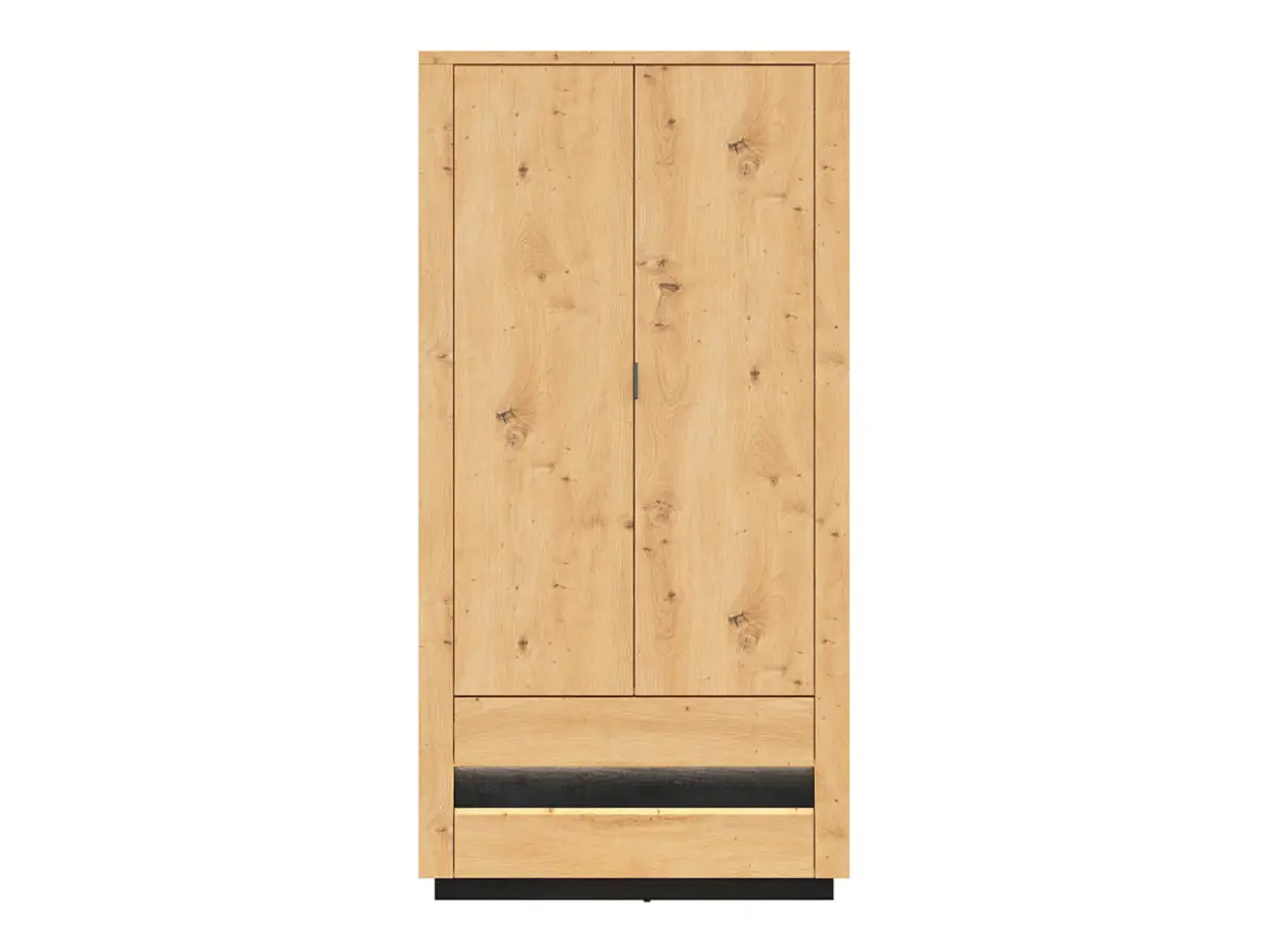 Armario de dos puertas Ostia 100 cm con cajones roble artisan/roble negro