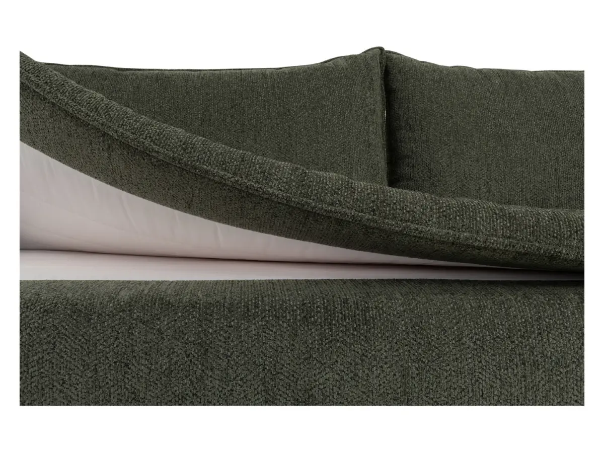 Sofá de tres plazas Lindon convertible con arcón chenilla verde