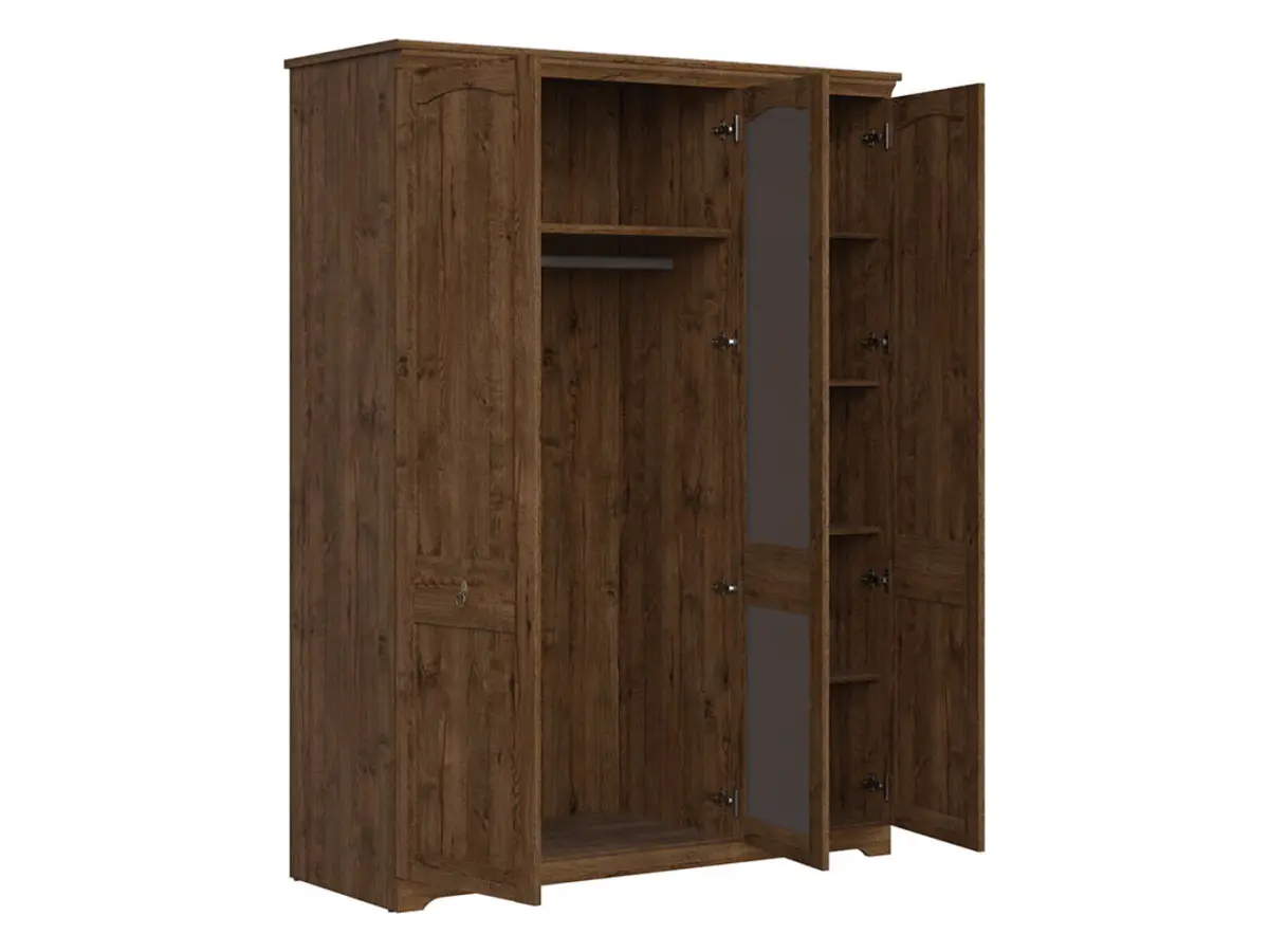 Armario de tres puertas Patras 153 cm con espejo roble april