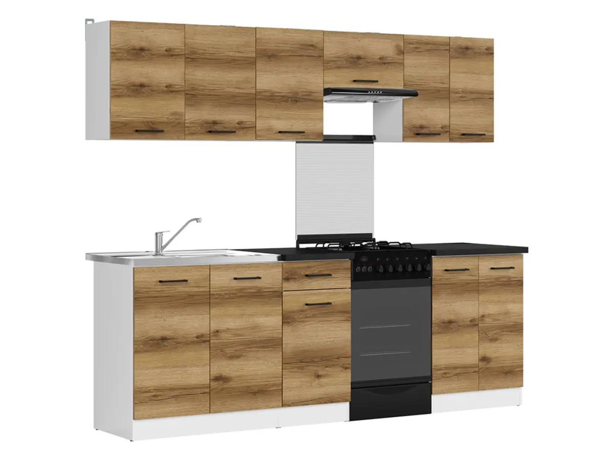 Conjunto de cocina Junona Line 230 cm roble delano claro con encimera
