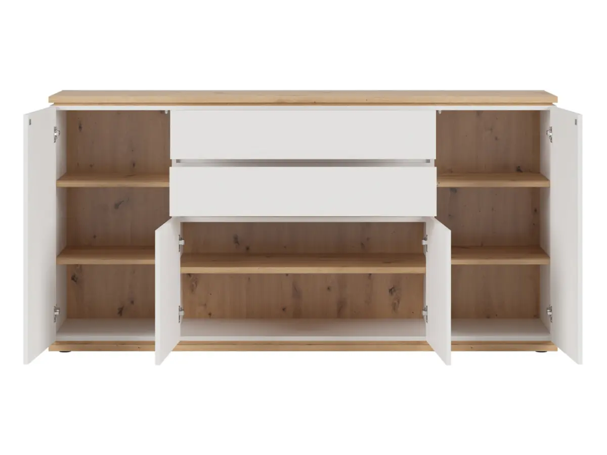 Cómoda Yamael 184 cm con 4 puertas y 2 cajones blanca