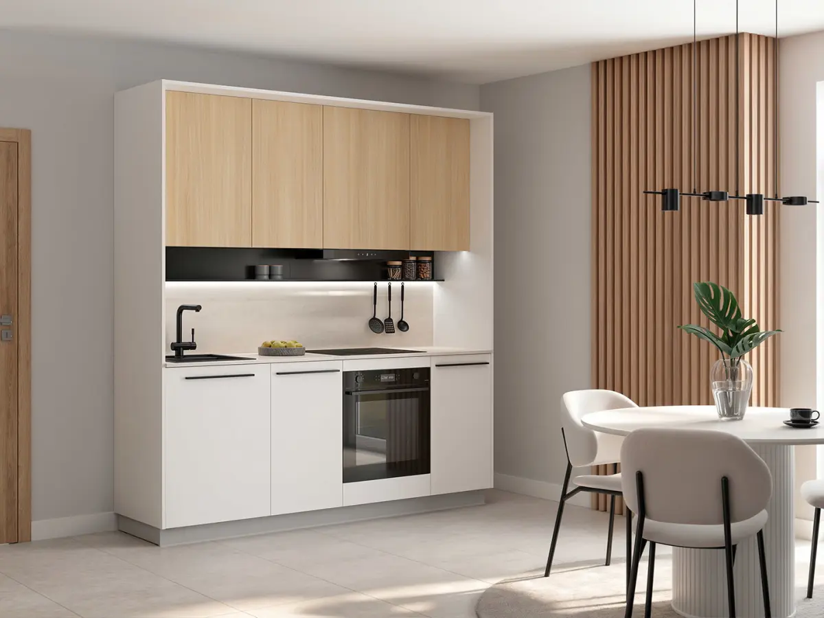 Kitchen set Milino Small 210 cm white/oak with worktop