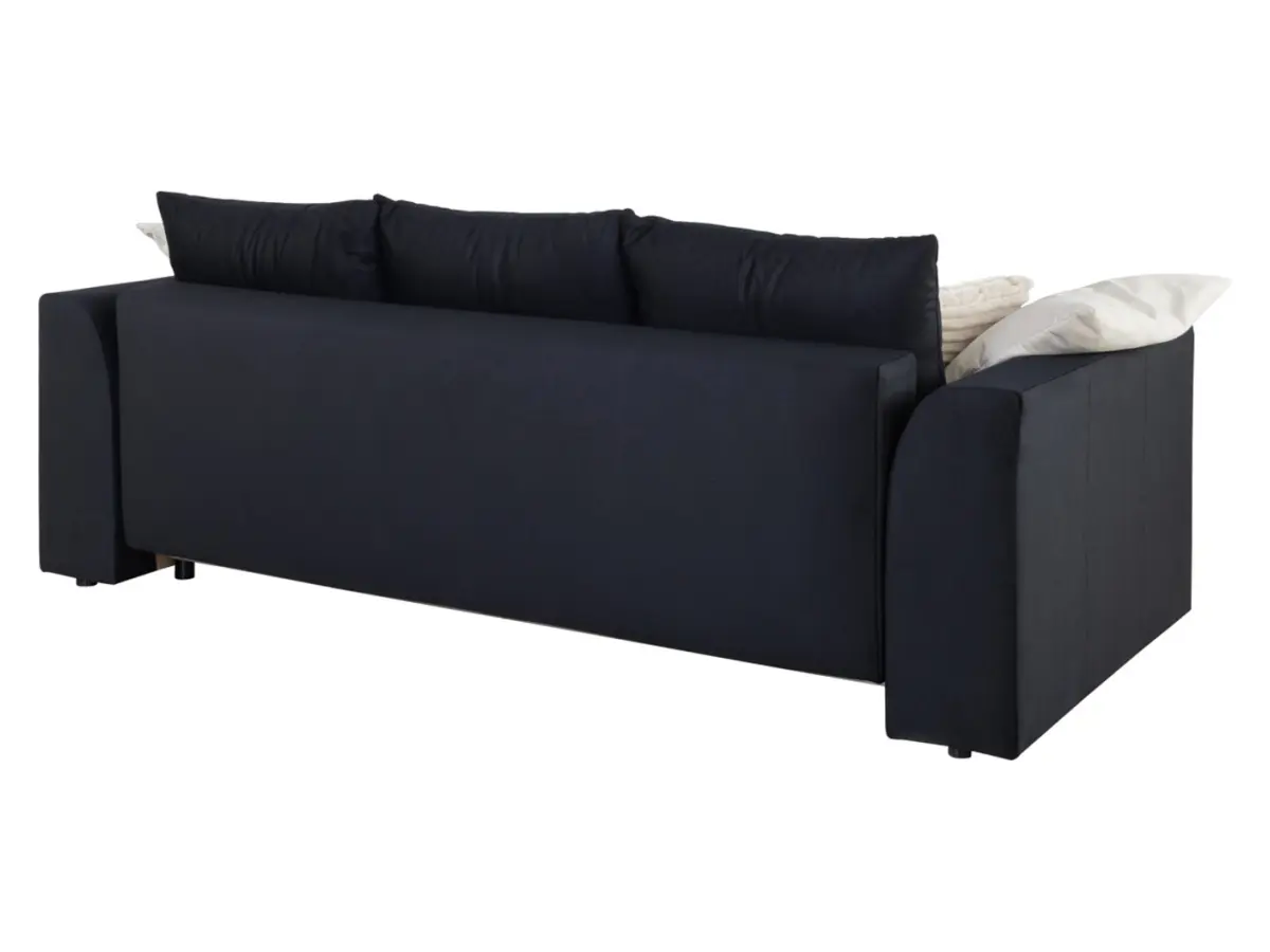 Sofá de tres plazas Royal IV convertible con arcón negro
