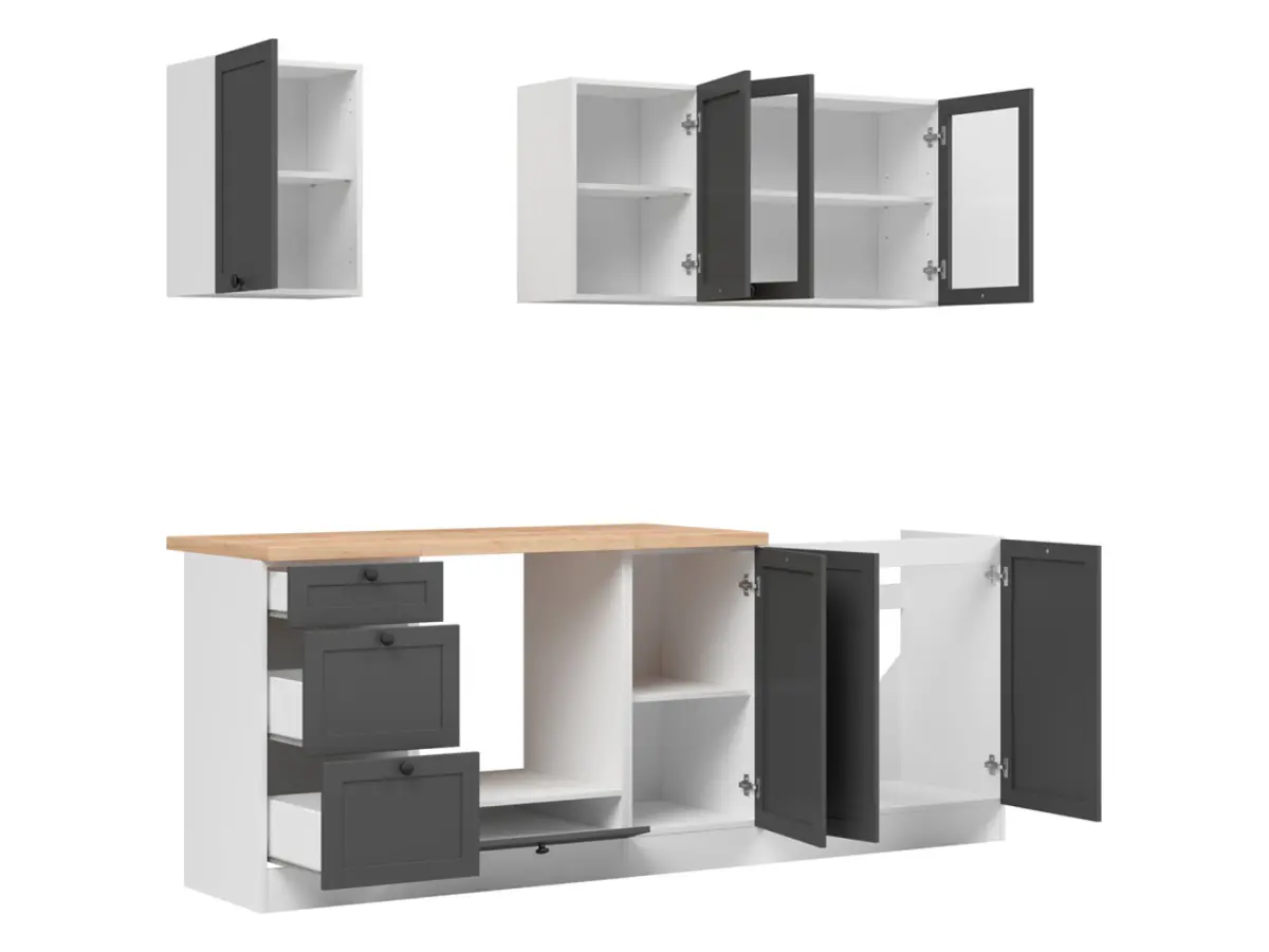 Conjunto de cocina Junona Line 220 cm grafito con encimera