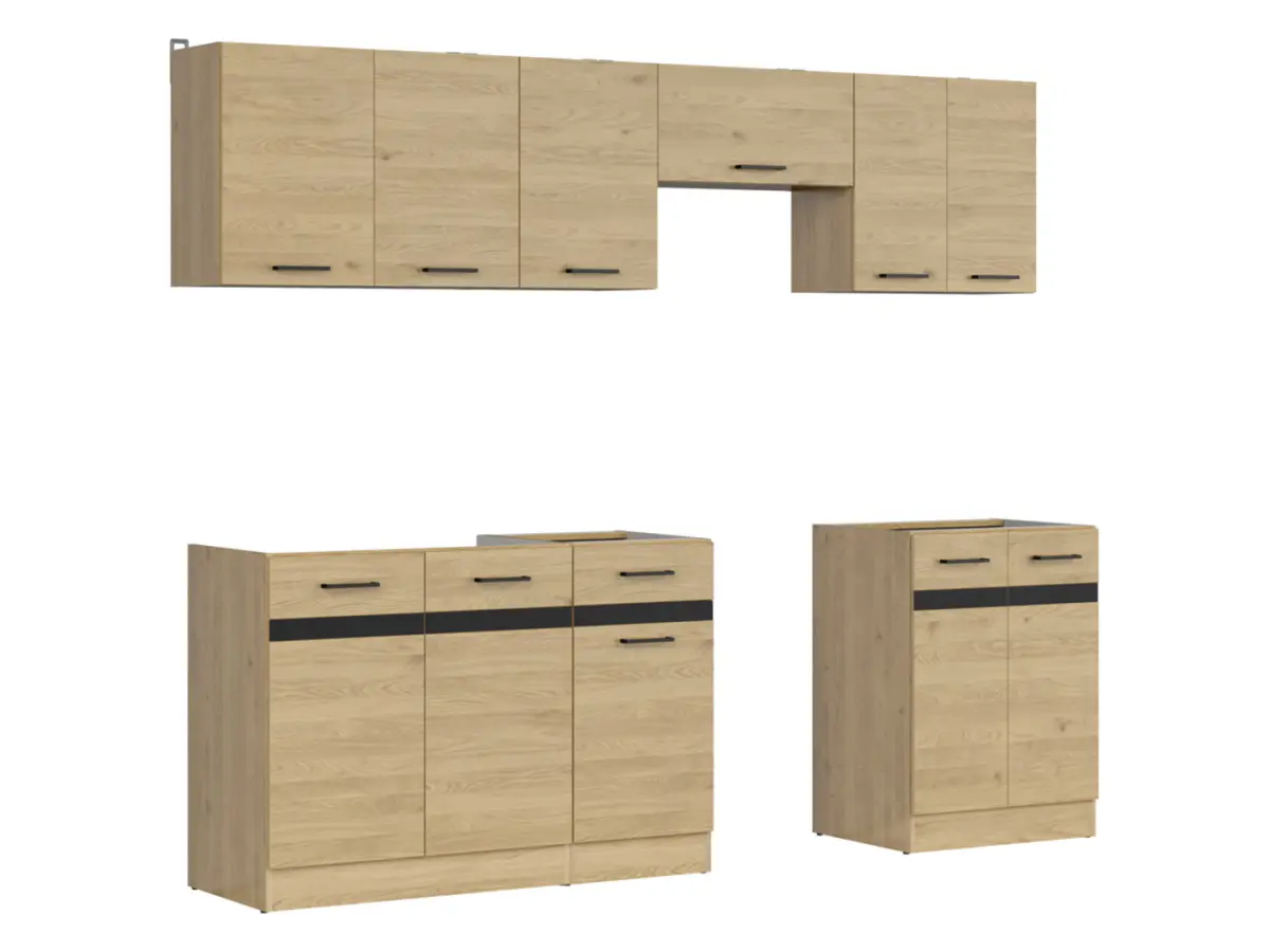 Conjunto de cocina Junona Line 240 cm roble bernstein sin encimera