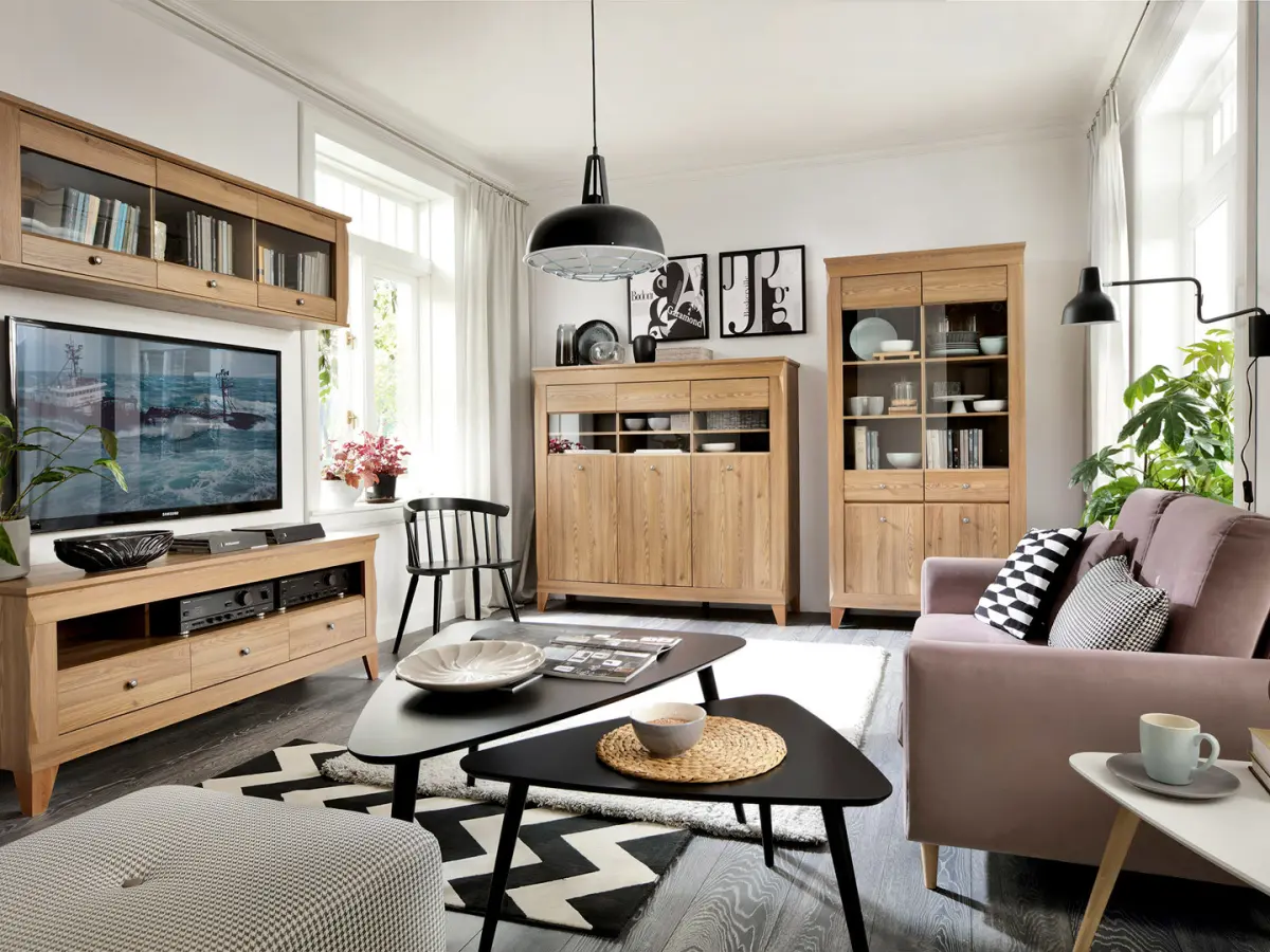 Vitrina Bergen 102 cm con 4 puertas alerce sibiu dorado