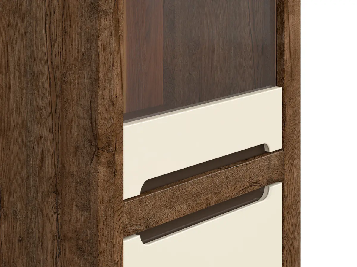 Vitrina Ruso 69 cm con 2 puertas roble april/brillo perlado