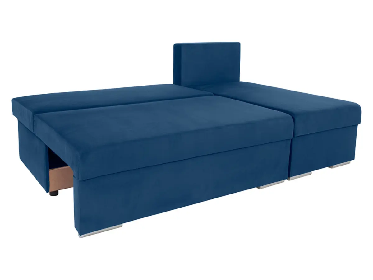 Sofá rinconera universal Laro convertible con arcón azul marino