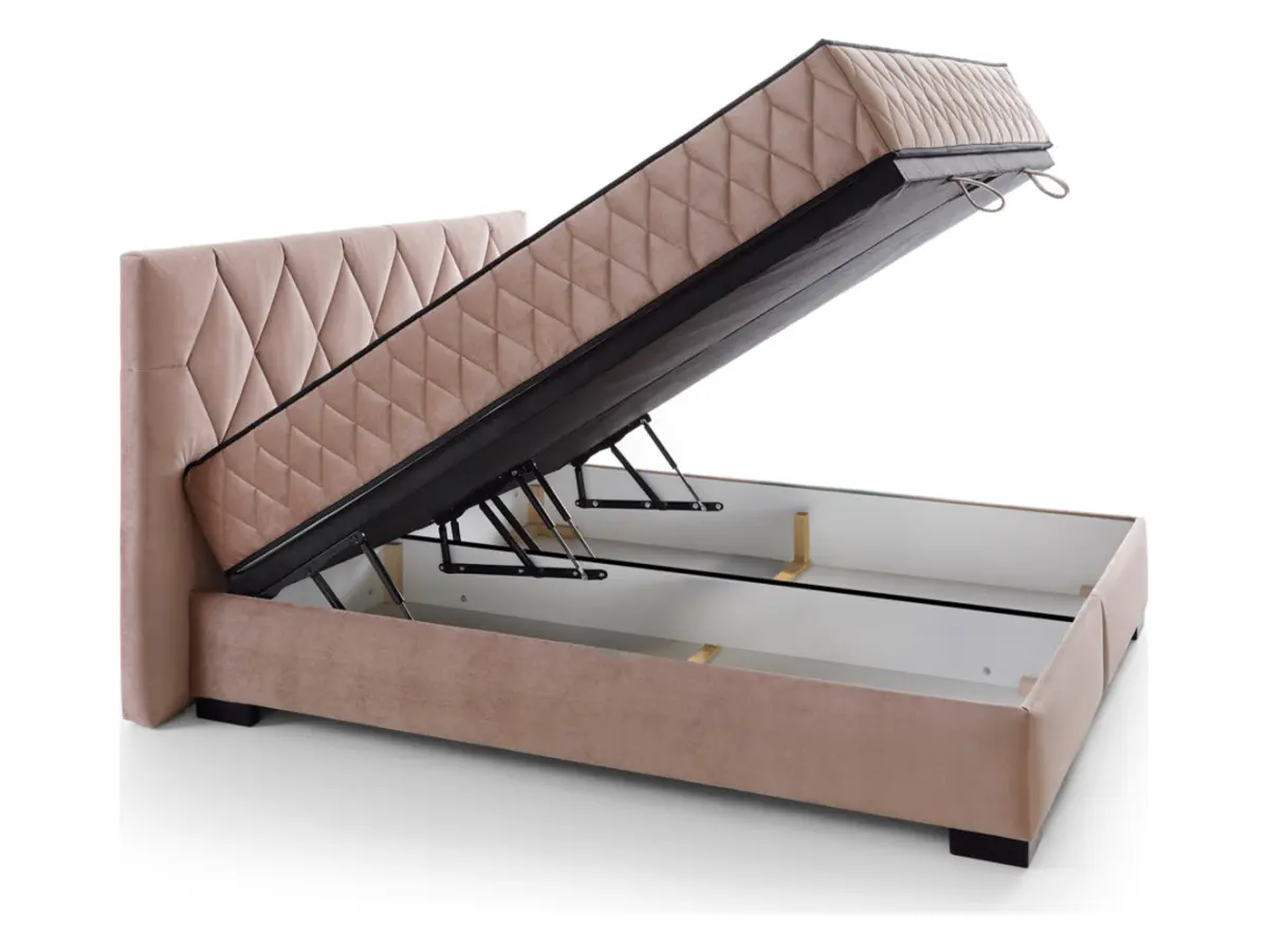 Cama continental Reve 160x200 con contenedor rosa