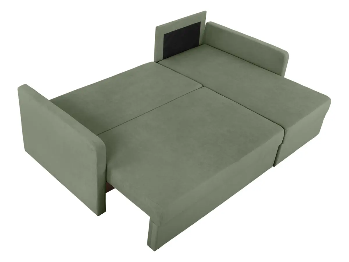 Sofá rinconera universal Imros convertible con arcón verde